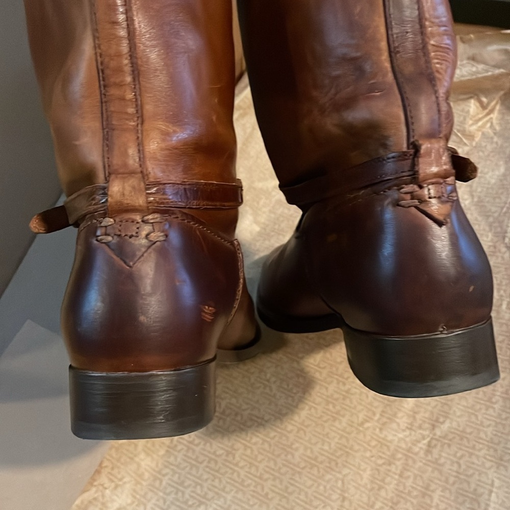 EUC Frye Melissa Seam Tall Boots Cognac Leather size 8B - Picture 7 of 10
